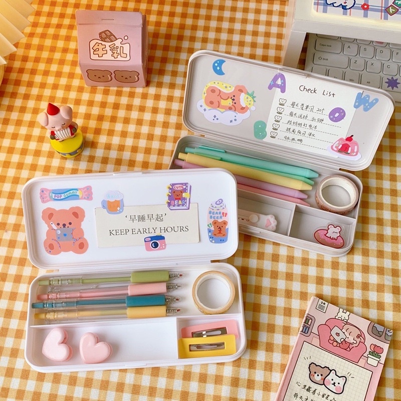 Hộp đựng bút học sinh pencil box, hộp bút trơn, dễ dàng dán sticker xinh xắn