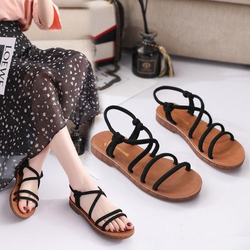 GIÀY SANDAL NỮ ĐẾ BỆT 2 QUAI NGANG