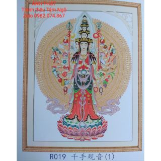 [Mẫu độc] Tranh thêu chữ thập Phật giáo Thiên Thủ Thiên Nhãn R019