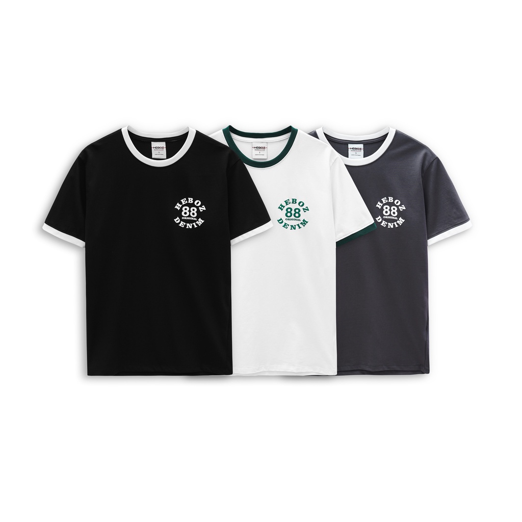 Áo thun nam HEHOZ cao cấp in logo circle phong cách 3M cotton mềm mịn thấm hút tốt - 00001148