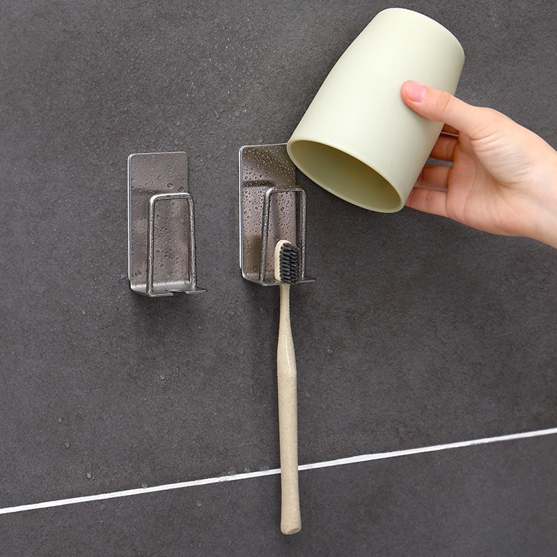 Giá inox 304 để bàn chải đánh răng và ly, kệ inox dán tường