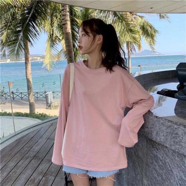 💖💖 𝑭𝑹𝑬𝑬𝑺𝑯𝑰𝑷 💖💖  Long Basic Tee - Áo Thun Trơn Tay Dài Phong Cách Hàn Quốc Form Rộng