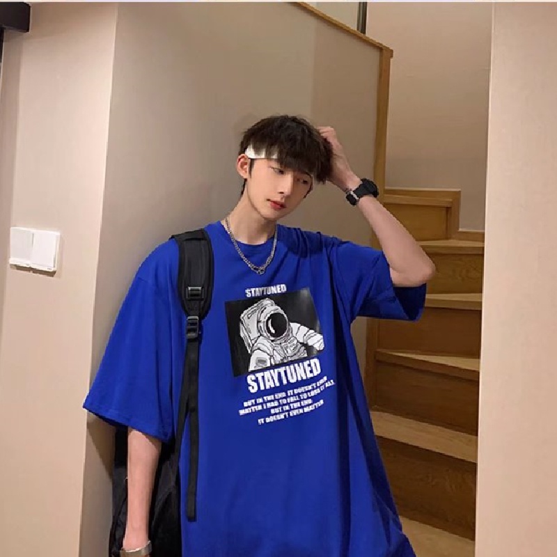 Áo Thun Nam Dáng Rộng In Hình Phi Hành Gia Thời Trang Hàn Quốc Size M-8XL