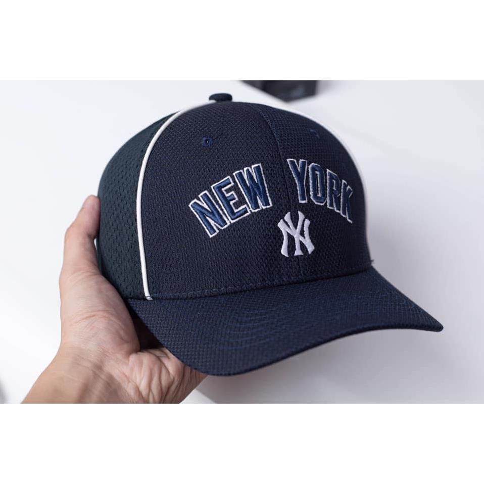 Nón lưỡi trai MLB NewYork bít đuôi chất vải cotton Hàn Quốc cao cấp, nón kết thể thao Mã MLB7B80 đen trắng