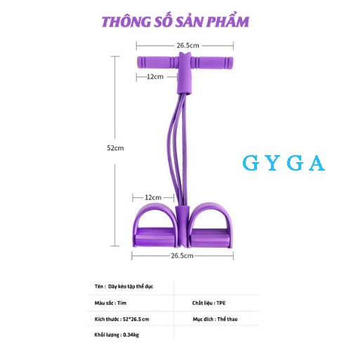 Dây kéo cao su 4 ống đàn hồi dây thể thao tập gym yoga tập bụng tại nhà hiệu quả dẻo dai bền đẹp GYGA