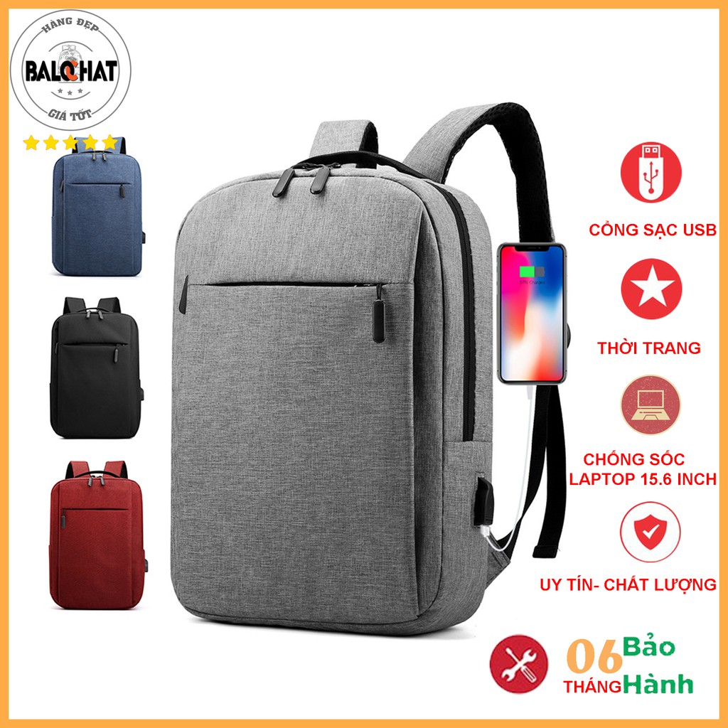 Balo đựng laptop thời trang phong cách Hàn Quốc giá rẻ, kết nối USB, trượt nước cực tốt