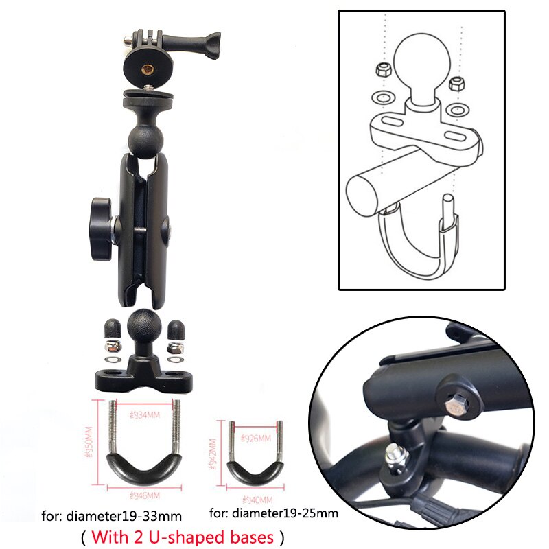 Giá Đỡ Camera Hành Trình GoPro Hero 9 / 8 / 7 / 6 / 5 insta 360 1 / 4 Bằng Kim Loại Gắn Tay Lái Xe Đạp / Xe Máy