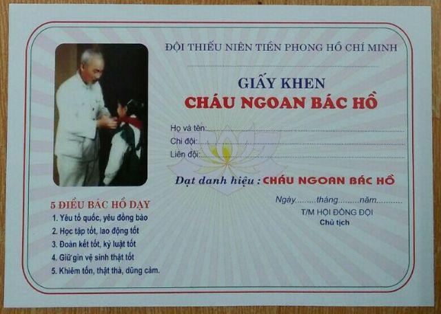 100 tờ giấy khen cháu ngoan bác hồ