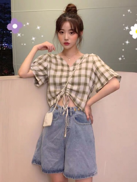 Áo Croptop Kiểu 2 màu Quảng Châu Ulzzang Mùa Hè Cực Xinh Giá Rẻ
