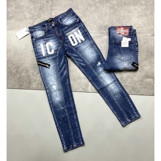 Quần bò nam ống côn Dsquared2 Icon xanh phối khoá zip đùi bản đẹp mới hot trend 2022 - Jean biker new