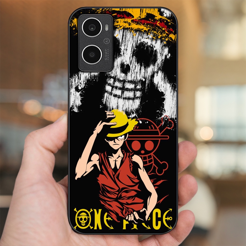 Ốp lưng Oppo A96 4G viền đen in hình Luffy One Piece