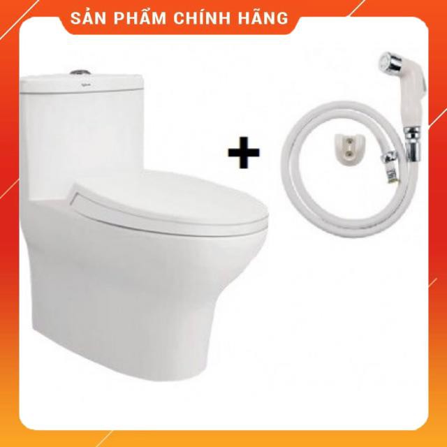 (SALE) Bồn Cầu Viglacera V37 Nắp V68 + Vòi Xịt VG826- hàng chính hãng có phiếu bảo hành