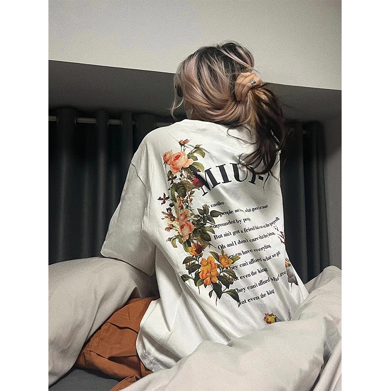 NRVP Áo thun tay ngắn cổ tròn bằng vải cotton 100% phong cách Hàn Quốc thời trang mùa hè dành cho nữ