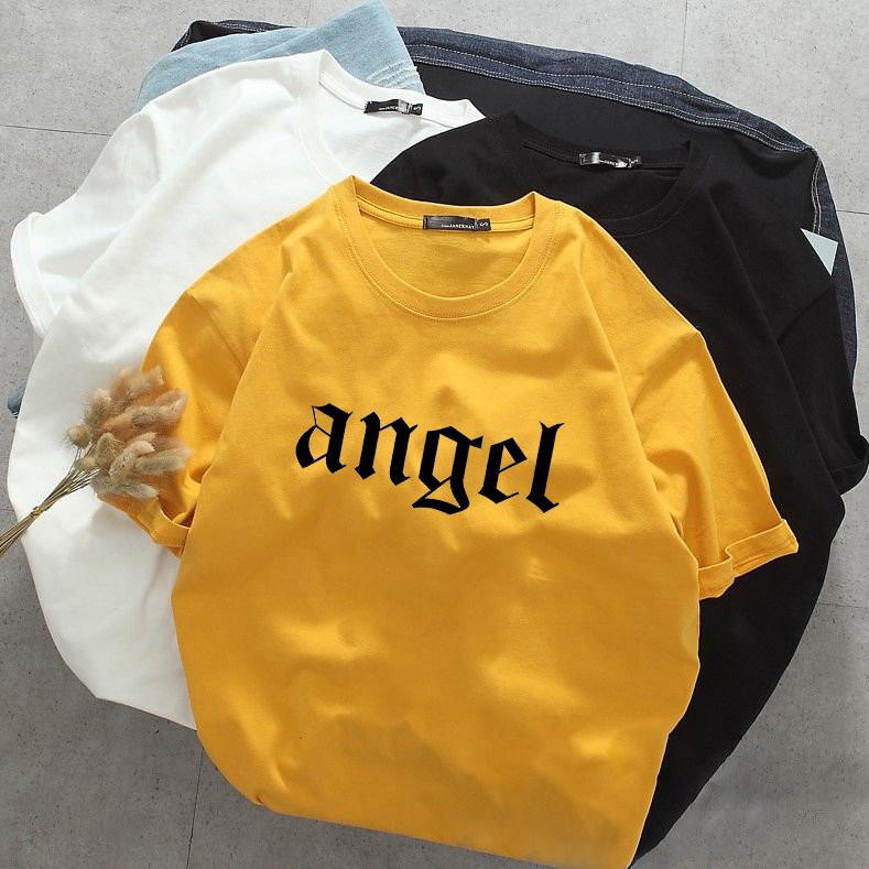 Áo thun nam nữ form rộng chữ kiểu angel vải dày mịn 20T2767