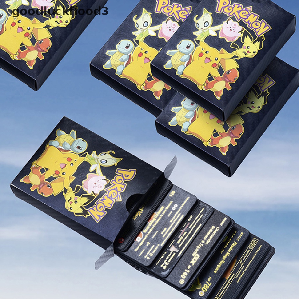 Bộ Sưu Tập Thẻ Bài Pokemon Vmax GX Bằng Kim Loại Màu Vàng Đen