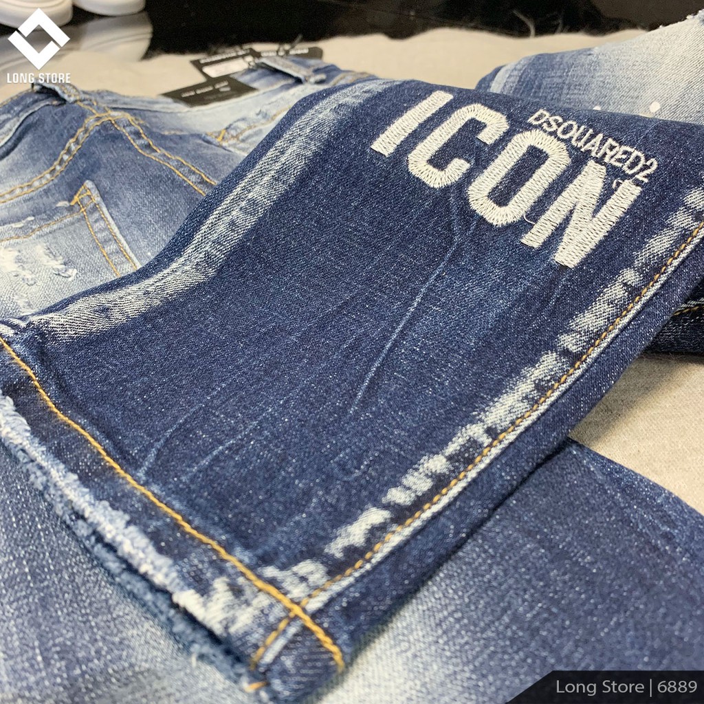 Quần jean nam rách gối màu xanh bạc ✅FREESHIP✅ Quần bò nam SUPER dáng ôm SLIMFIT skinny co giãn cao cấp - 6889