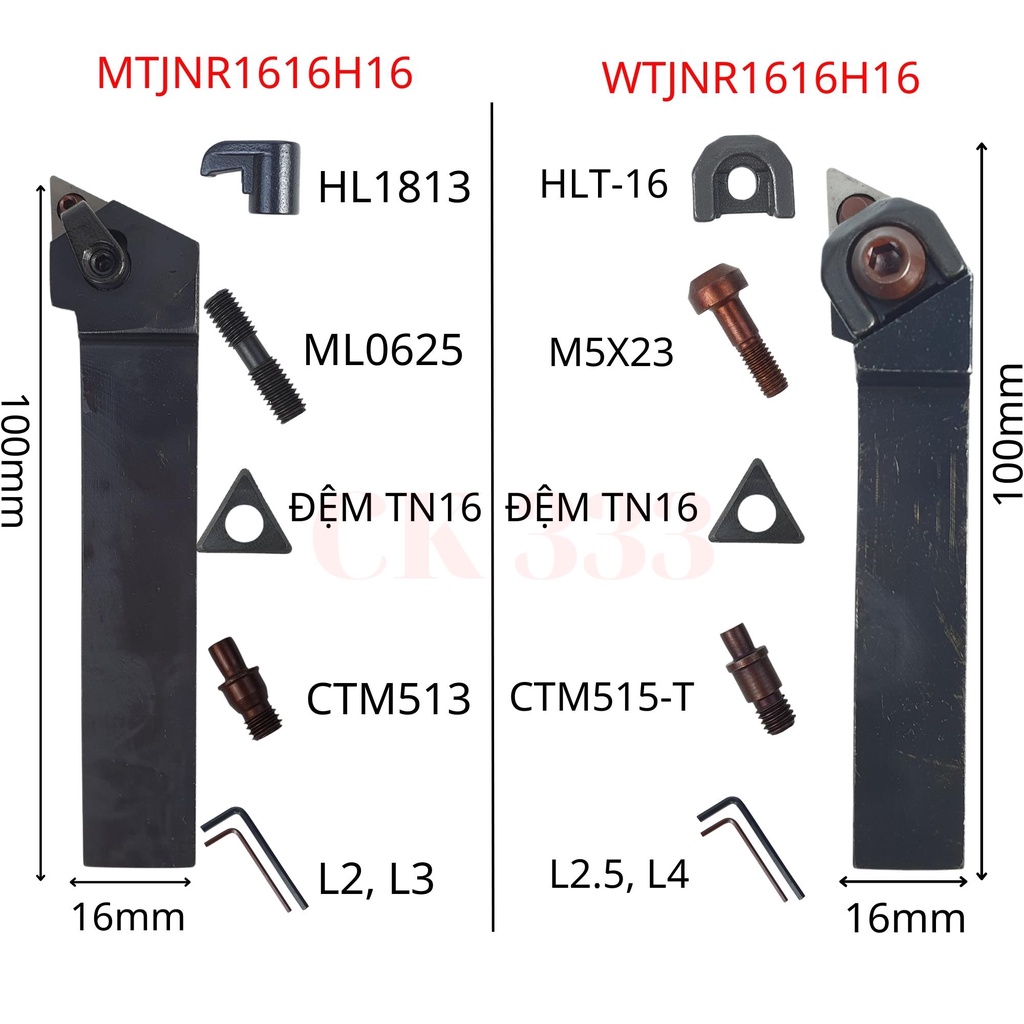 CÁN DAO TIỆN CNC16 20 25  MTJNR1616H16 , MTJNR2020K16 VÀ MTJNR2525M16 TIỆN GÓC 93 ĐỘ LẮP MẢNH TN16