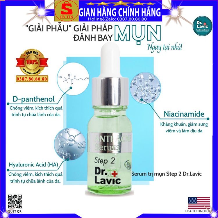 Tinh chất serum chấm xóa mụn thâm dưỡng trắng da step 2 Dr.lavic 5K 5P cho da dầu mụn khô nhạy cảm mụn viêm ẩn đầu đen