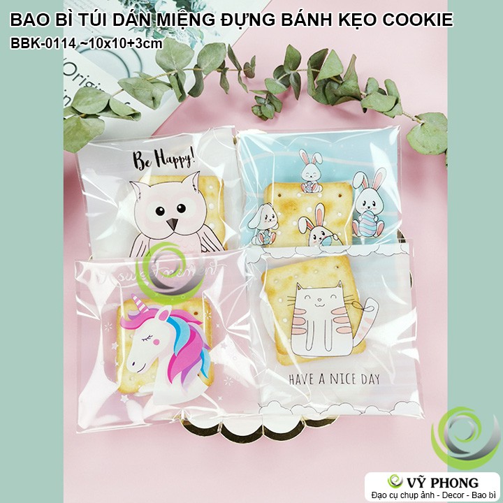 TỔNG HỢP BAO BÌ TÚI NHỰA DÁN MIỆNG 10x10 +3cm ĐỰNG BÁNH KẸO COOKIE LÀM QUÀ TẶNG CHO CÁC QUÁN CÀ PHÊ TRÀ SỮA BBK-0114