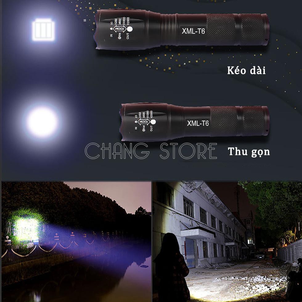 Đèn pin siêu sáng XML-T6 chống nước, thiết kế nhỏ gọn, tiện dụng, tầm chiếu sáng rộng