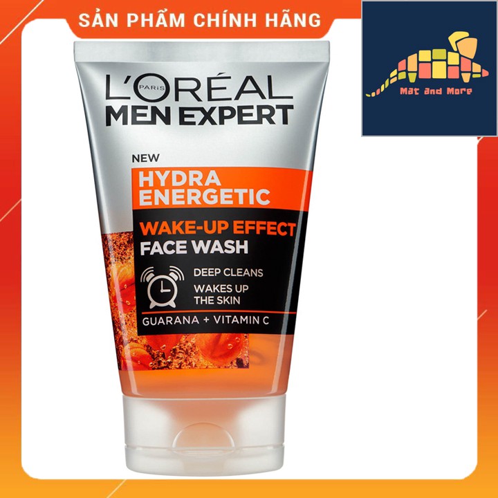 Sữa rửa mặt Loreal Men Expert Hydra Energetic Wake-up Effect with Guarana + Vitamin C - 100 ml Hàng Pháp