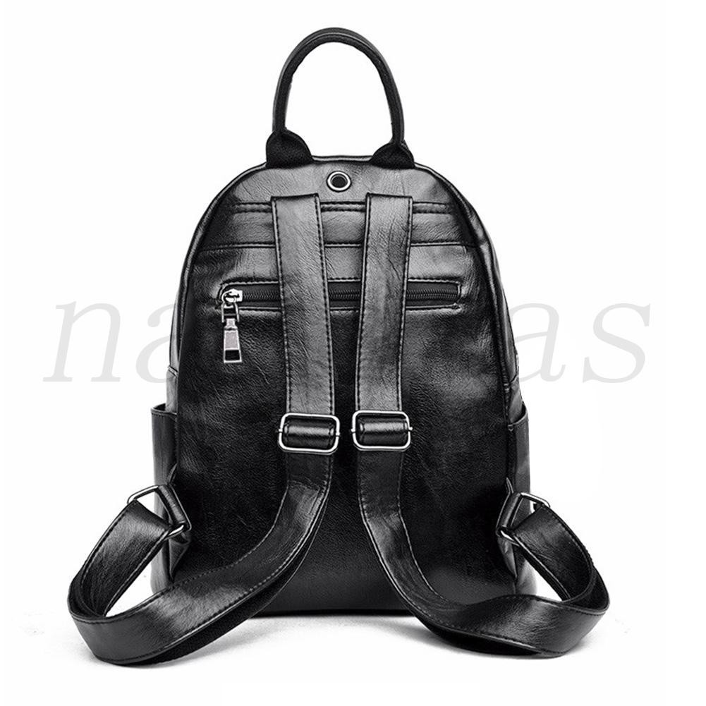 Naicfas Fashion Women PU Leather Shoulder Bag Teenage Girl College Daypack Backpack