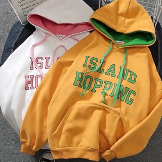 áo hoodie nữ vải nỉ lót bông dày dặn Island