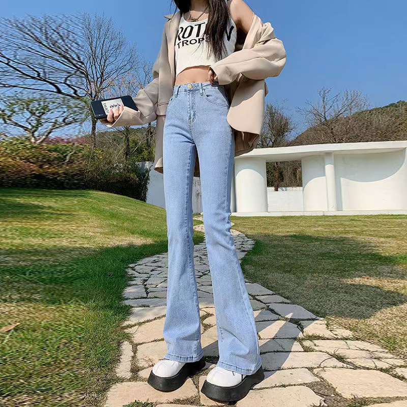 Quần Jeans Dài Ống Loe Thời Trang Dành Cho Nữ