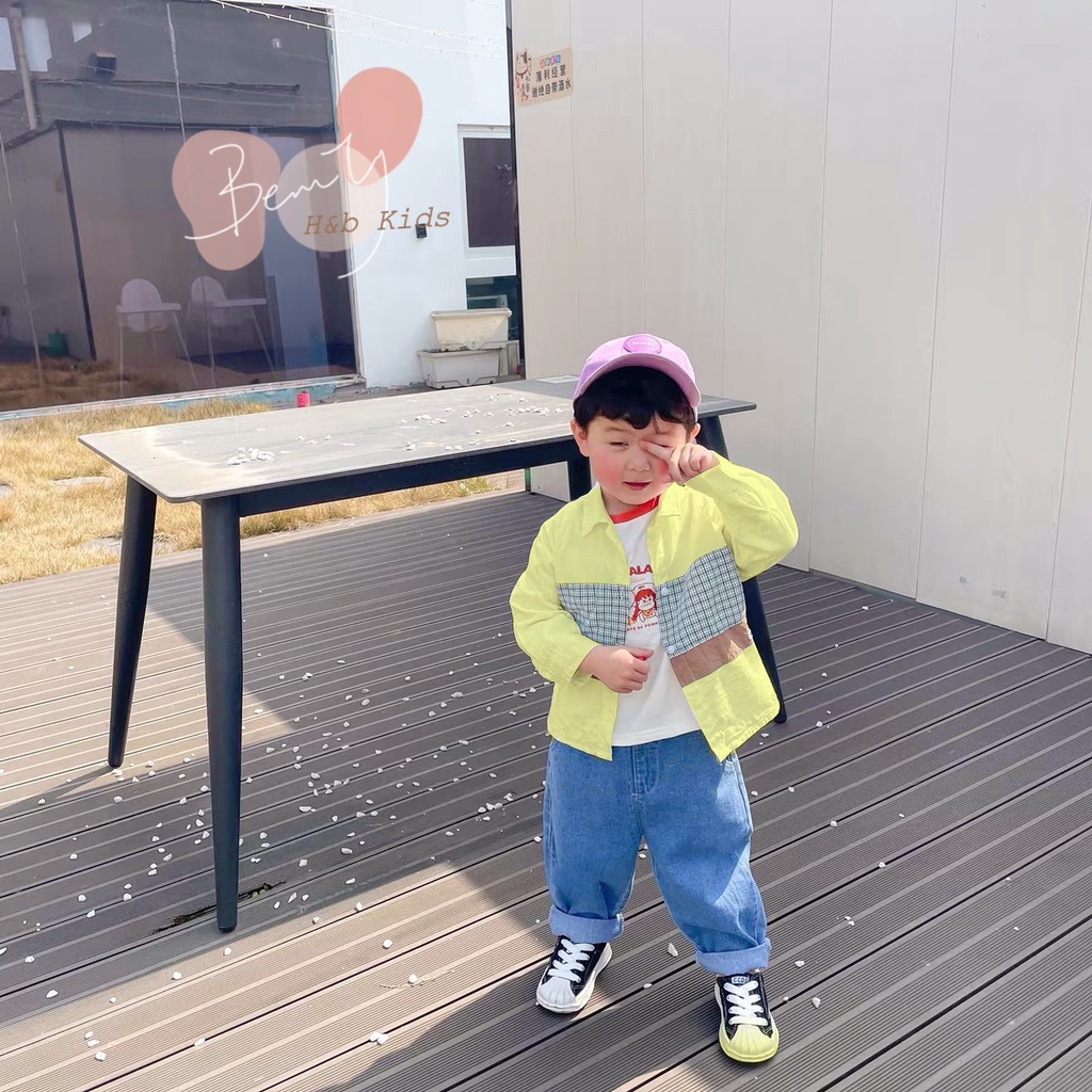 Bộ sơ mi dài tay kẻ quần bò cho bé trai 8-20kg Namkidshop (V803)