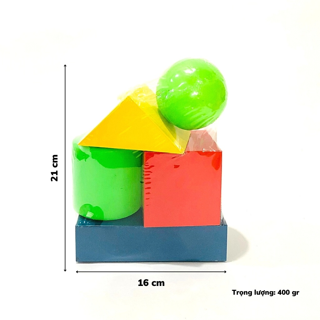 Bộ khối hình học 5 chi tiết bằng gỗ hoặc bằng nhựa đồ chơi thông tư 02