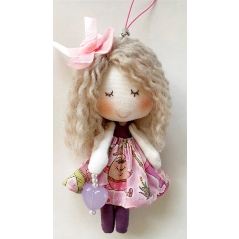 Kit nguyên liệu may búp bê mini treo túi sách- Diy tự làm búp bê đang yêu- MIE HANDMADE SHOP