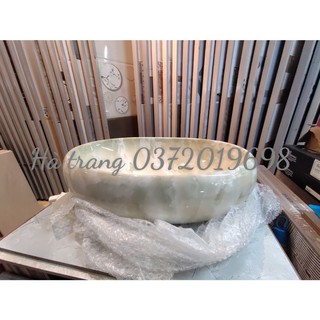 Chậu lavabo đặt bàn hình elip vân đá xanh cao cấp