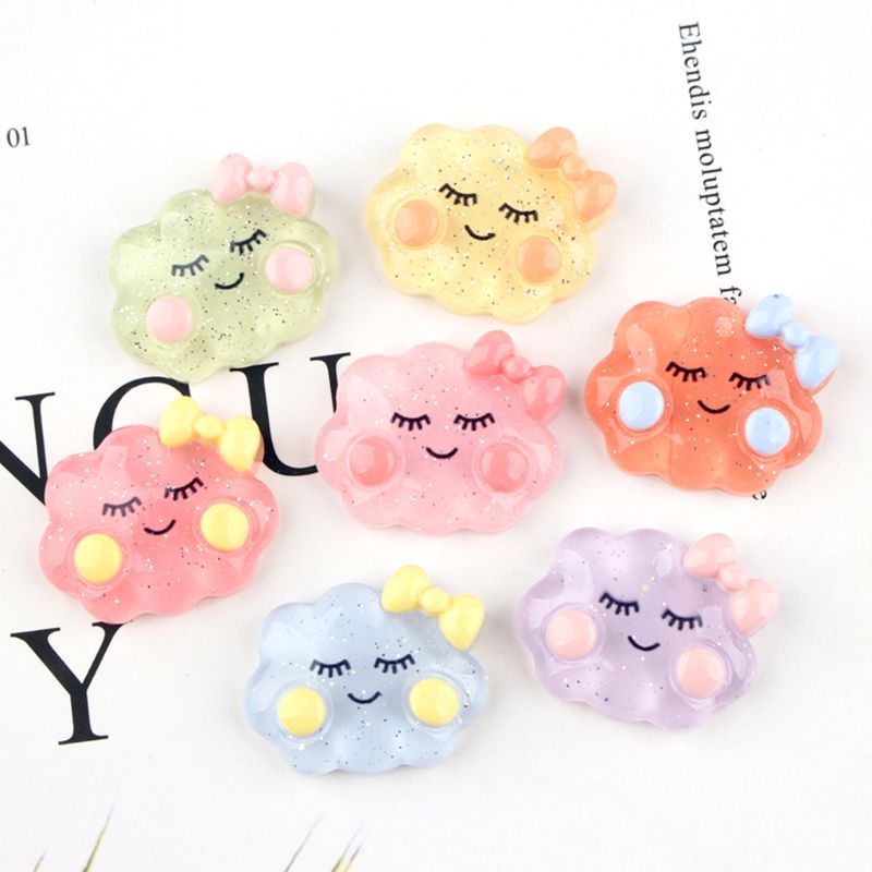 Set 30 Phụ Kiện Trang Trí Tóc Hình Đám Mây / Mặt Cười Màu Sắc Ngọt Ngào DIY