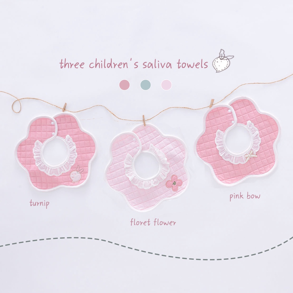 𝐒𝐡𝐨𝐩 𝐌𝐞̣ 𝐁𝐨𝐛 𝟖𝟔  - Yếm tròn xoay 360 chất liệu cotton mặt sau chống thấm màu hồng đáng yêu cho bé gái - Yếm cho bé
