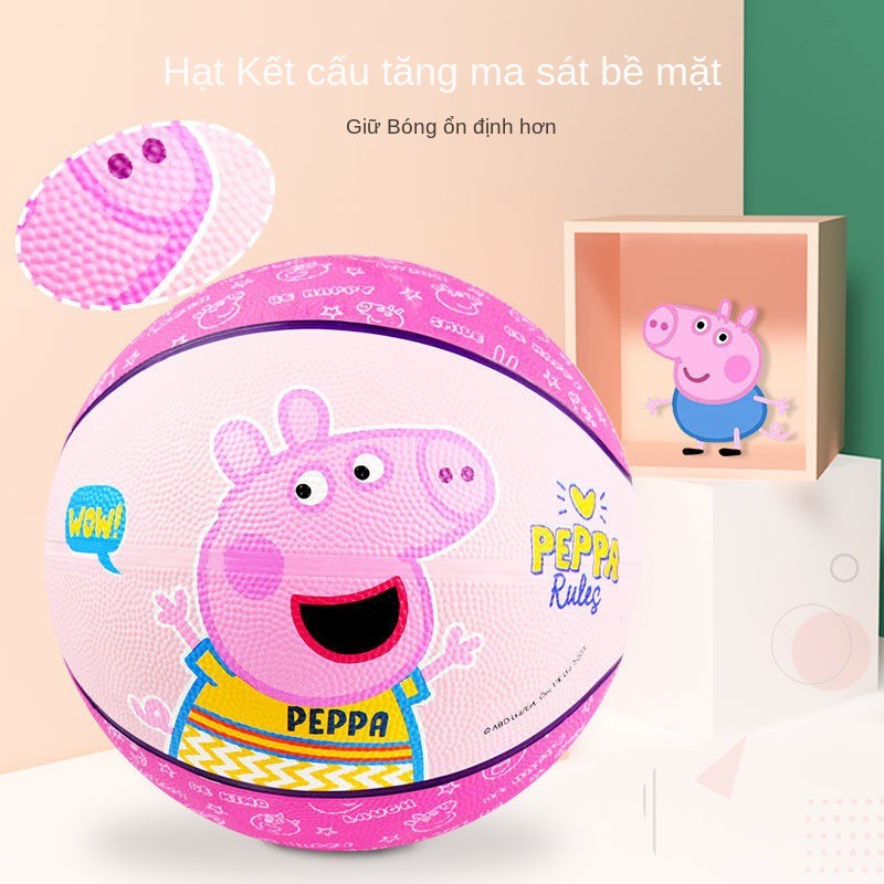 > Pig Peppa Basketball Trường tiểu học sinh mẫu giáo Vỗ bóng Trẻ em rổ cao su Số 3 4 5