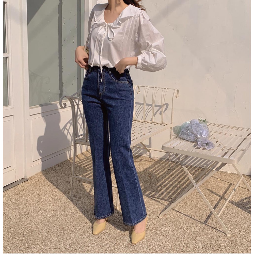 Áo Sơ Mi Trắng Dài Tay Phối Bèo Buộc Dây 49975