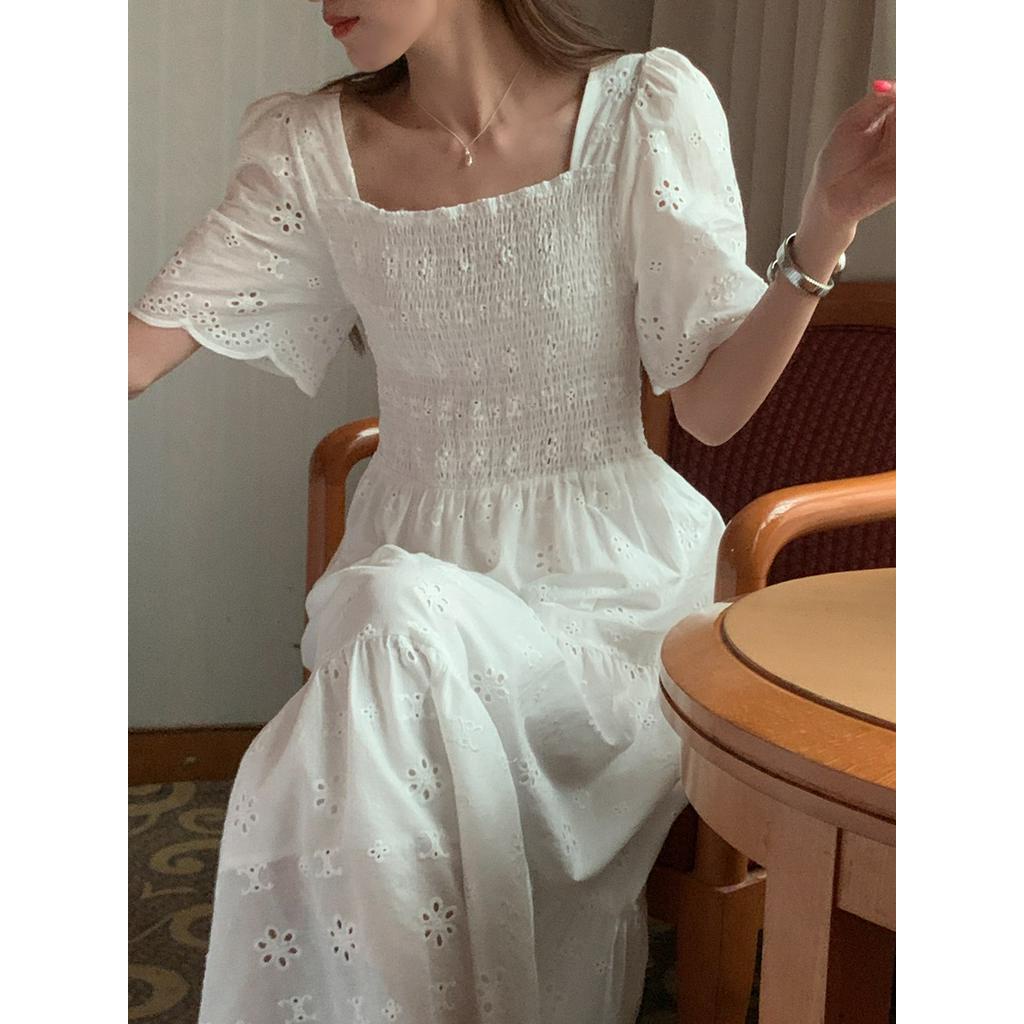 Đầm Dài Cổ Vuông Thời Trang Pháp Quý Phái 63009