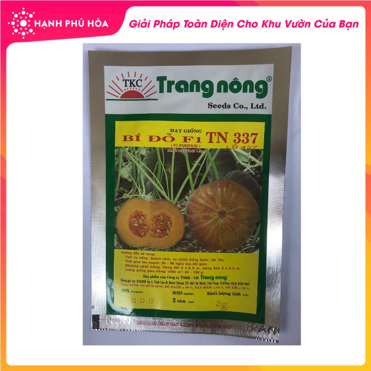 Hạt Giống Bí Đỏ F1 TN337 2g/gói - Sinh Trưởng Mạnh, Trồng Quanh Năm, Giúp Bảo Vệ Thị Lực, Tăng Cường Sức Đề Kháng