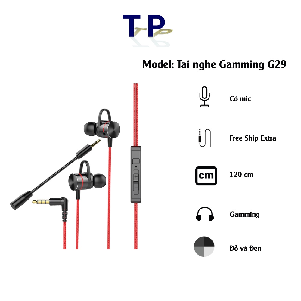 Tai nghe gamming G29 dây dù, nghe chi tiết bước chân và trái phải, có mic phụ