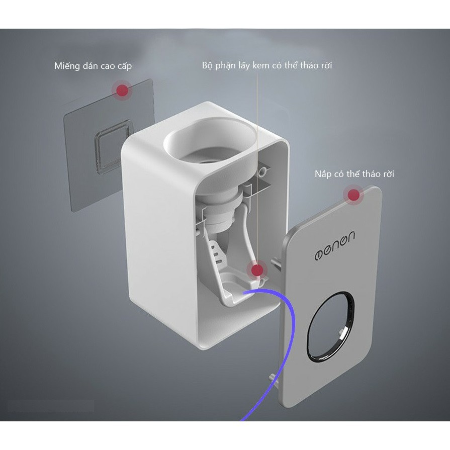 Bộ Nhả Kem Đánh Răng Tự Động, Kệ Nhà Tắm Kèm Cốc Hút Từ Tính Lắp Đặt Dán Tường Oenen