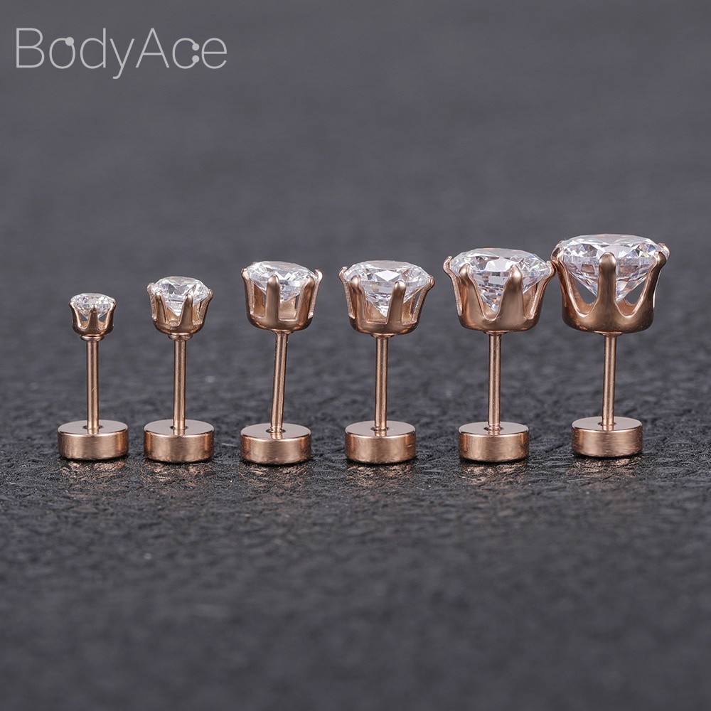 Set 12 Khuyên Tai Màu Đen 3-8mm 316L Bằng Thép Không Gỉ