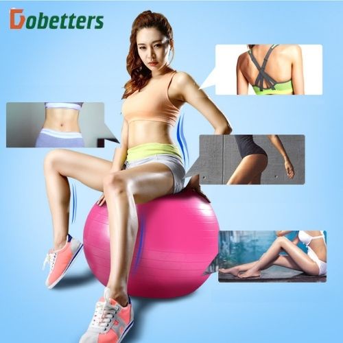 Bóng tập yoga pilates gym cao cấp trơn nhiều màu chống nổ Dobetters size 25 cm- 75 cm tặng kèm bơm