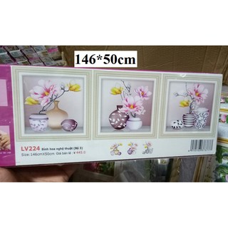 tranh đính đá bộ hoa 3 bức tuyệt đẹp 146*50cm