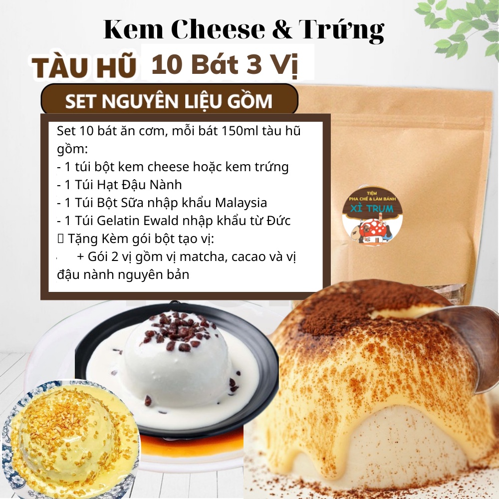 💖Rẻ Vô Địch💖Set 10 Bát Tàu Hũ Kem Cheese & Kem Trứng 1500ML/ 1,5 KG Tàu Hũ 3 Vị Bao Ngon - Tiệm Pha Chế Xì Trum