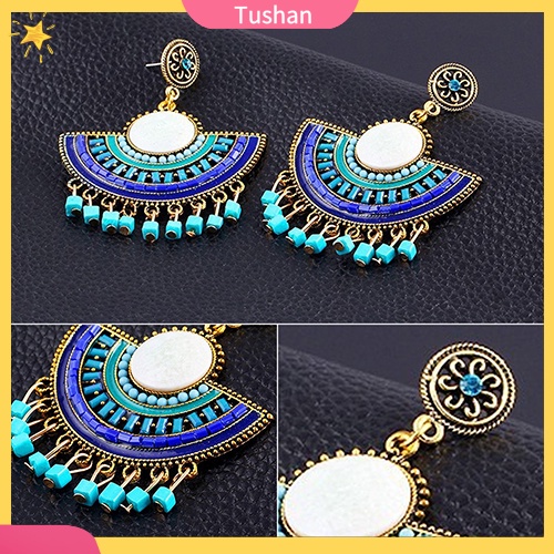 Khuyên tai tua rua đính hạt phong cách Bohemian