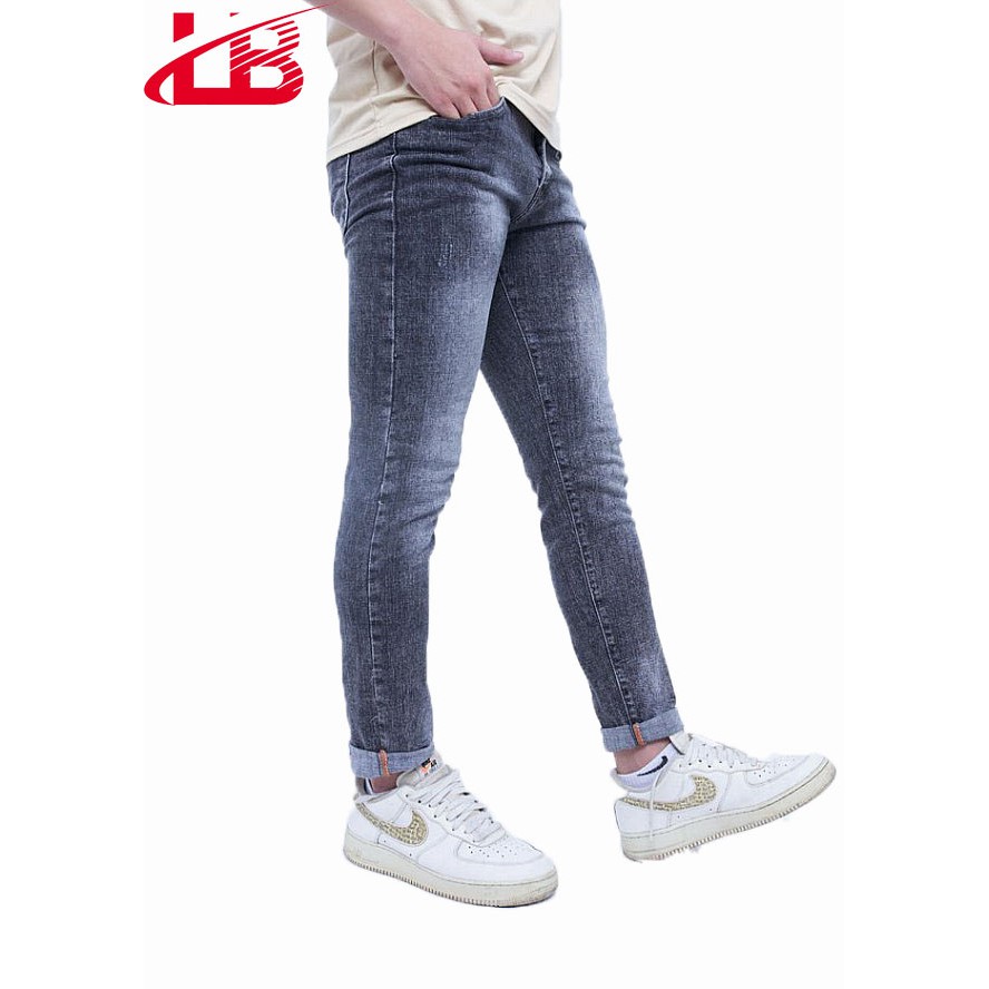 Quần jean dài nam Lb co giãn, màu xám trơn phom body, vải jean cotton sò dày dặn DNBB5224 | BigBuy360 - bigbuy360.vn