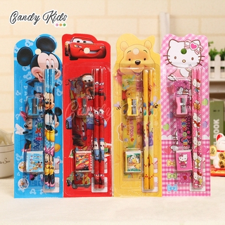 Children's Cartoon Learning Stationery Set Children's Gift Specials School Gift Eraser Pencil-Sharpener Ruler Pencil Set