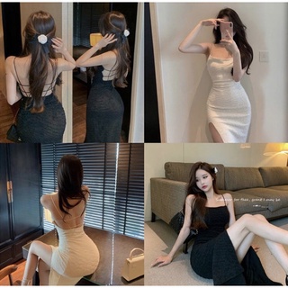 Váy body hở lưng xẻ tà