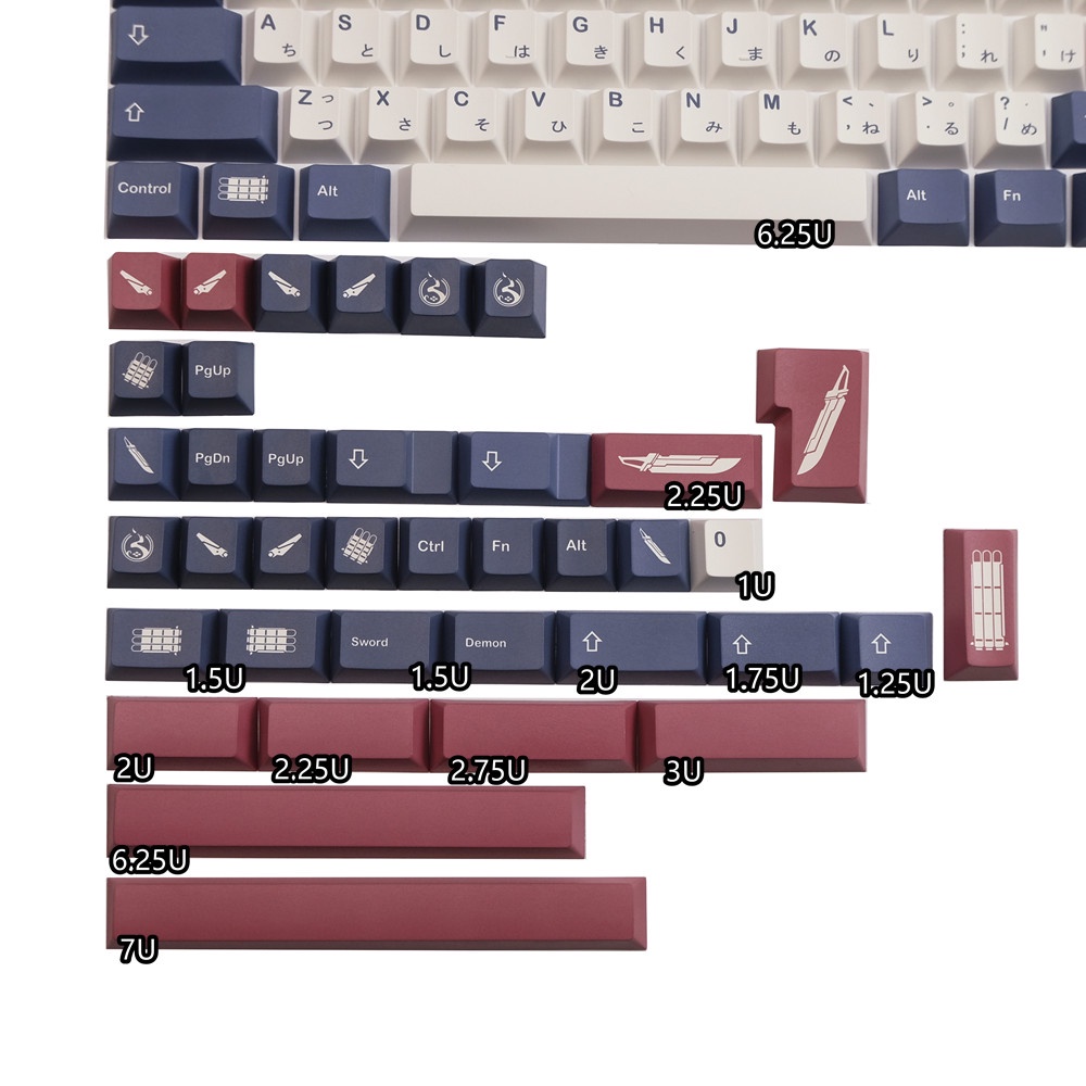 Gói phím GMK Demon Sword, 140 phím keycaps Cherry Profile DYE-SUB Cá nhân hóa GMK Keycaps cho bàn phím cơ