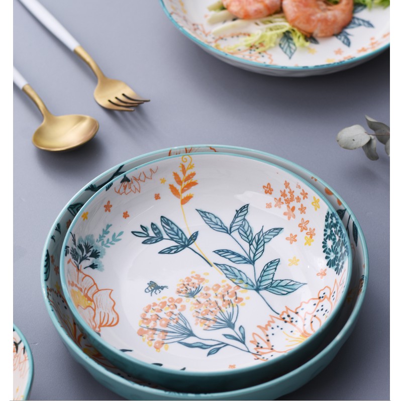 Bộ bát, đĩa cao cấp sứ làm vườn tươi mới